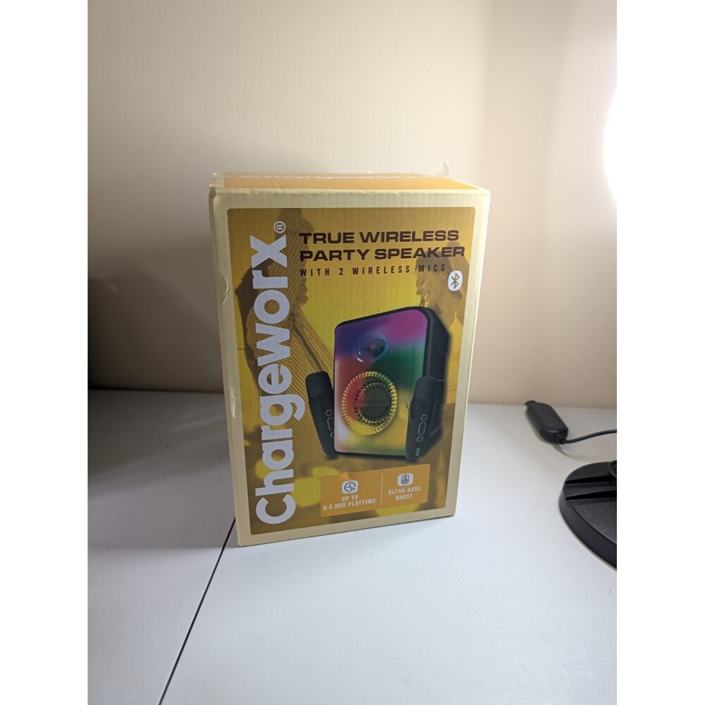 Chargeworx True Wireless Party Portable Speaker Bluetooth w/ 2 Wireless Mics
